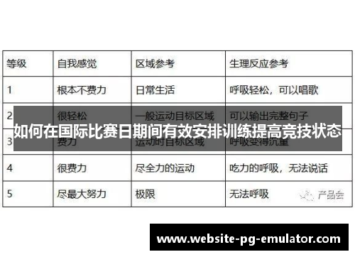 如何在国际比赛日期间有效安排训练提高竞技状态