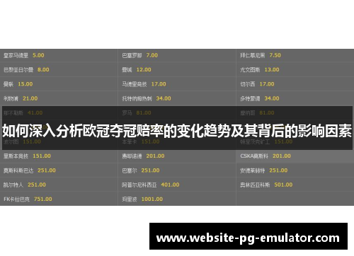 如何深入分析欧冠夺冠赔率的变化趋势及其背后的影响因素