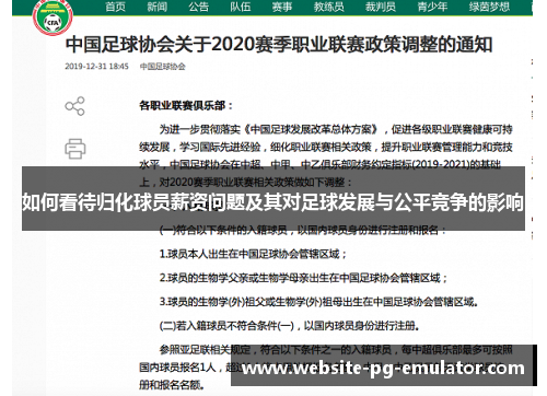 如何看待归化球员薪资问题及其对足球发展与公平竞争的影响